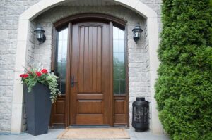 plank arched exterior door